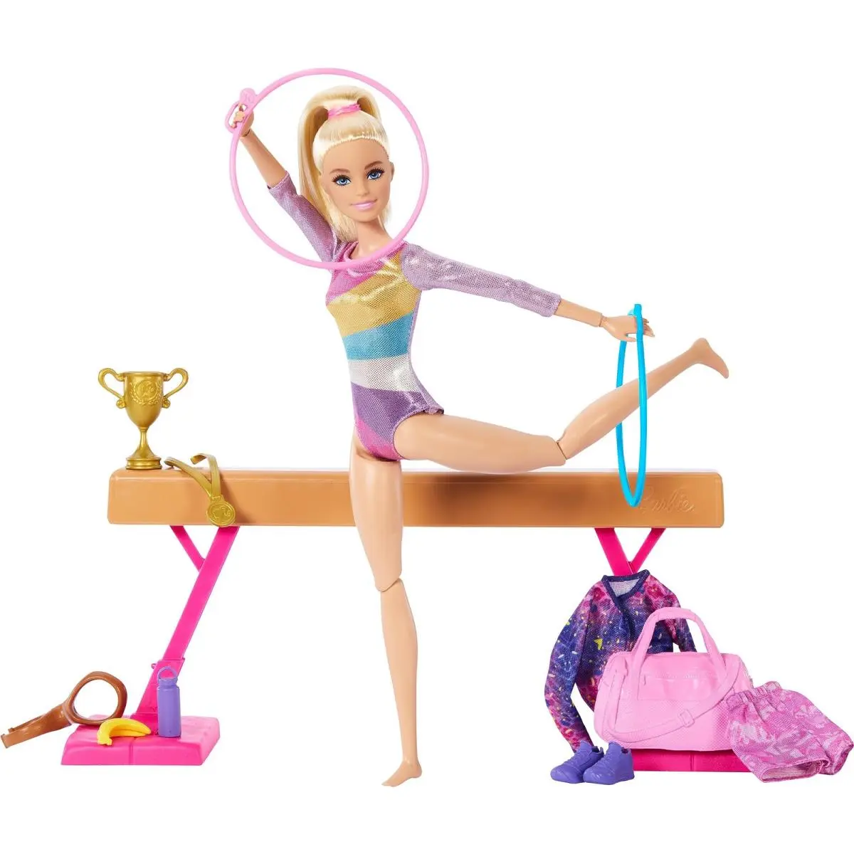Barbie Gymnastics Playset Blonde Fashion C-clip For Flipping Action Balance