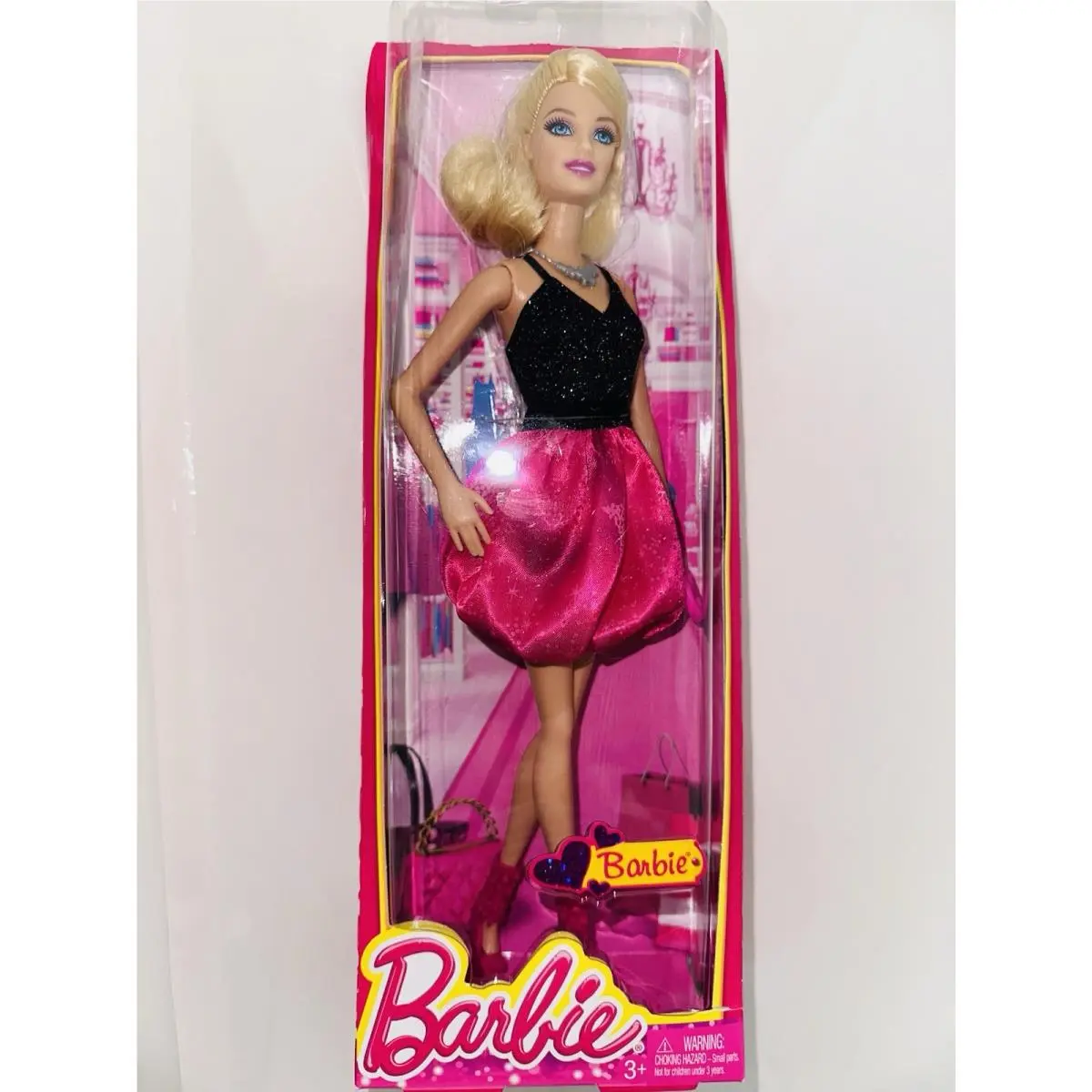 2013 Barbie Fashionistas BCN37 Party Glam Doll Nrfb Black/pink Dress BCN30
