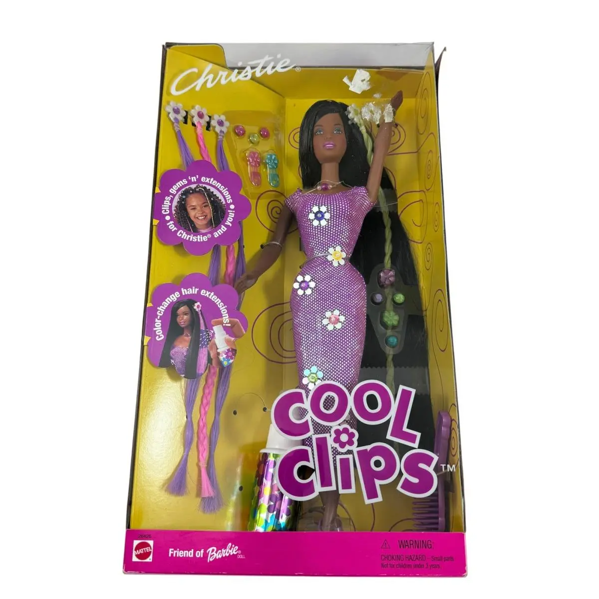 Christie Cool Clips Friend of Barbie Black Doll Mattel Vintage 1999