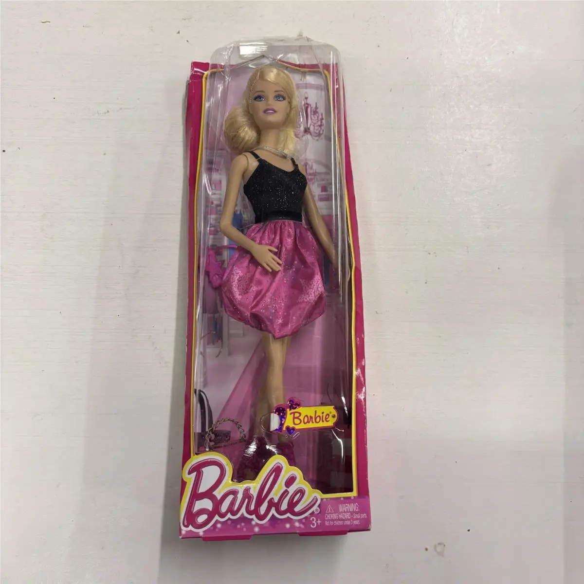 Year 2013 Fashionistas Barbie Doll Model BCN37 in Black/pink Dress Nrfb