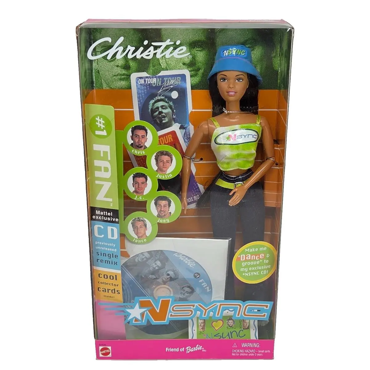 2000 Y2K Nsync 1 Fan Christie Barbie Doll 50535 CD + Cards Mattel