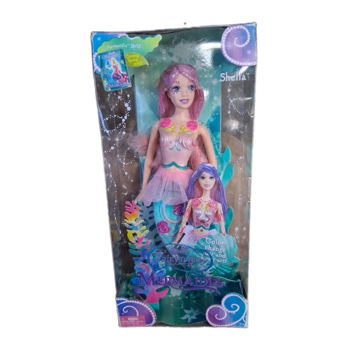 Barbie Fairytopia Mermaidia Shella Doll Color-change Hair Body Art 2005 Mattel