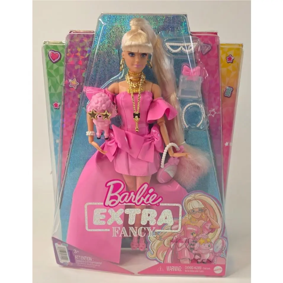 Barbie Extra Fancy Doll in Pink Glossy Gown with Pet Poodle Mattel 2021