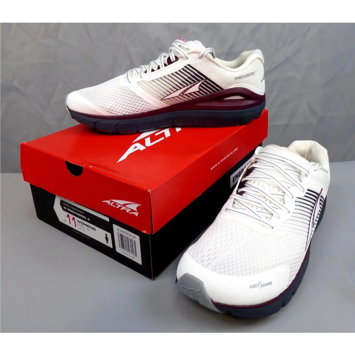 Altra Provision 4 White Burgundy Running Shoes Women`s 11 Fit4her W Box