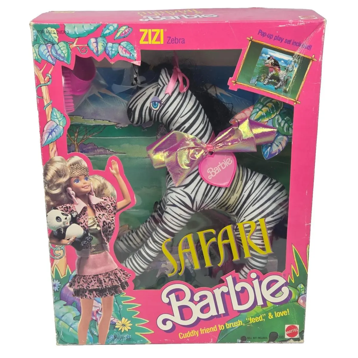 Vintage 1988 Safari Barbie Animal Lovin Zizi Zebra Mattel 1393 Wear