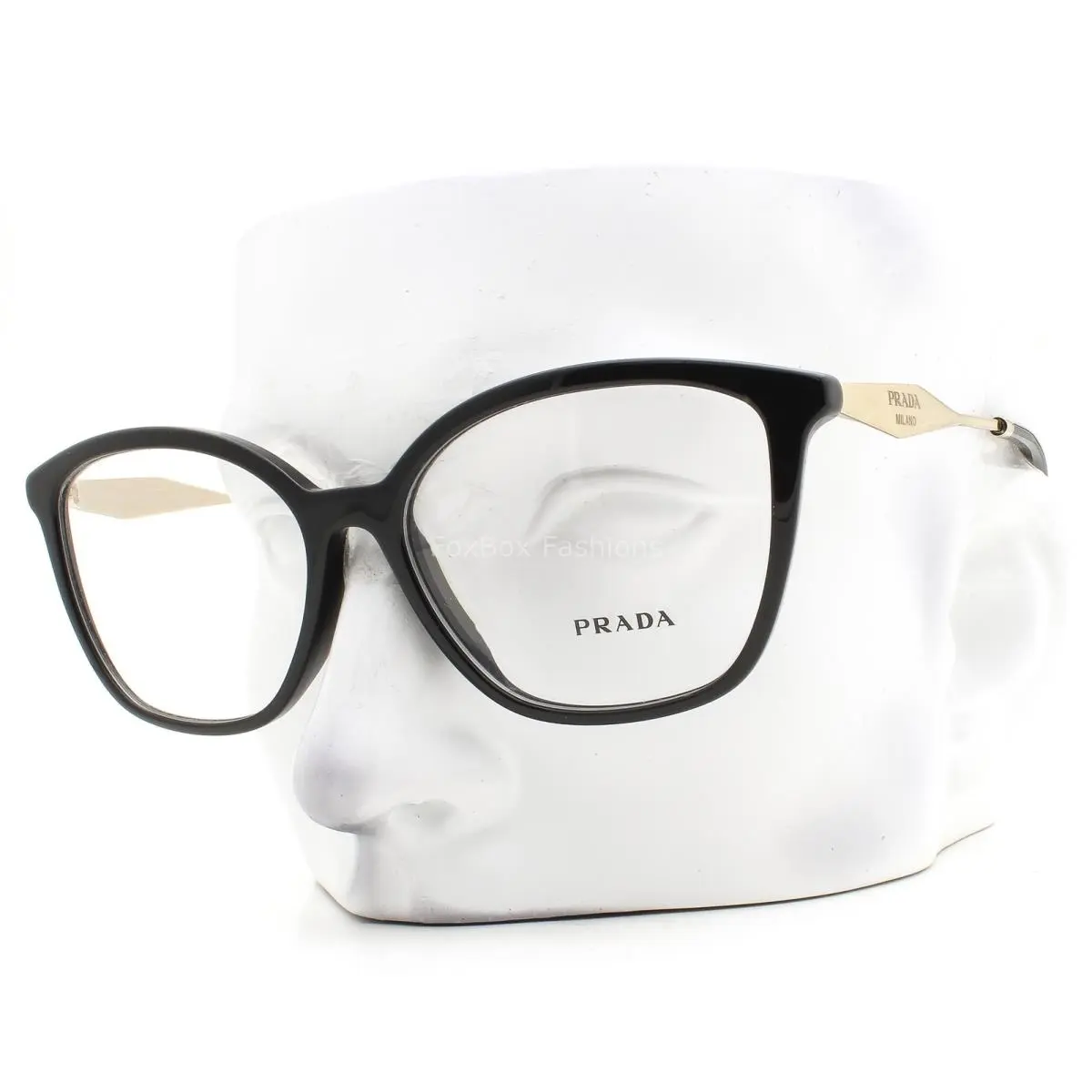 Eyeglasses Glasses Vpr 02Z 1AB-1O1 Glossy Black on Pale Gold 54mm W/case by Prada
