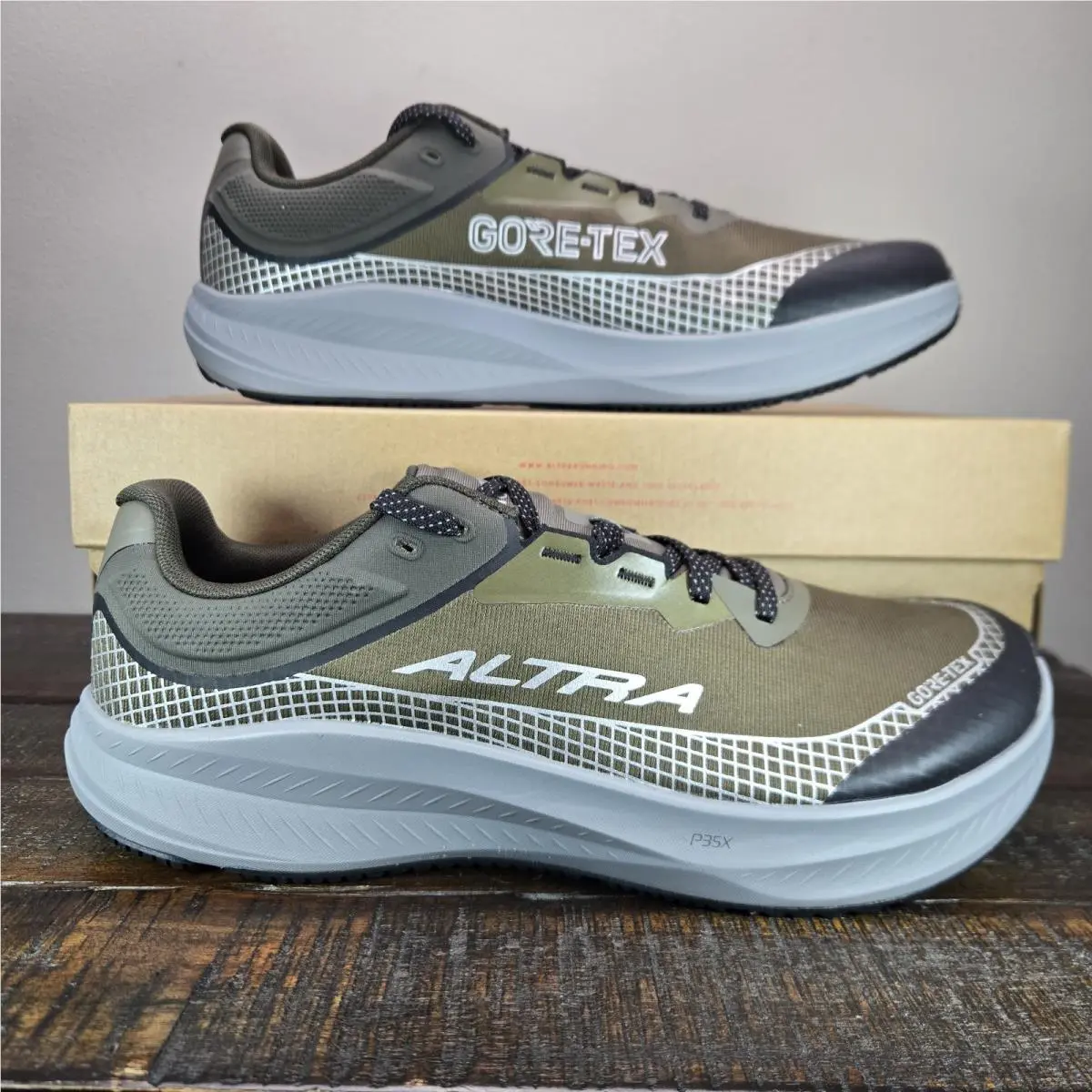 Altra Torin 9 Gtx Mens Size 12 Running Shoes Goretex Dark Olive Silver