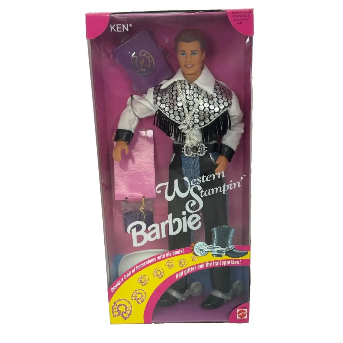 Vtg Barbie Ken Doll Western Stampin` Mattel Cowboy Boots 1993 Series Nrfb