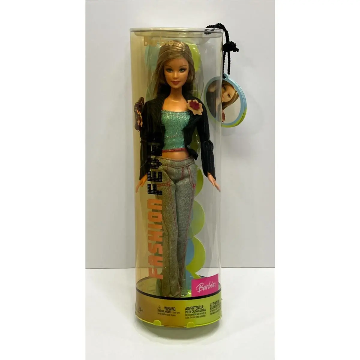 2004 Fashion Fever 12 Barbie Doll Blue Sparkle Top Jeans Pinstripe Blazer H0661