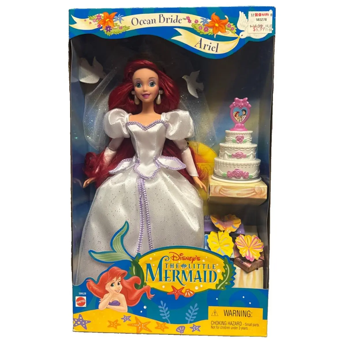 Disney`s The Little Mermaid Ocean Bride Ariel Doll 1997 Mattel 18628 Not Mint