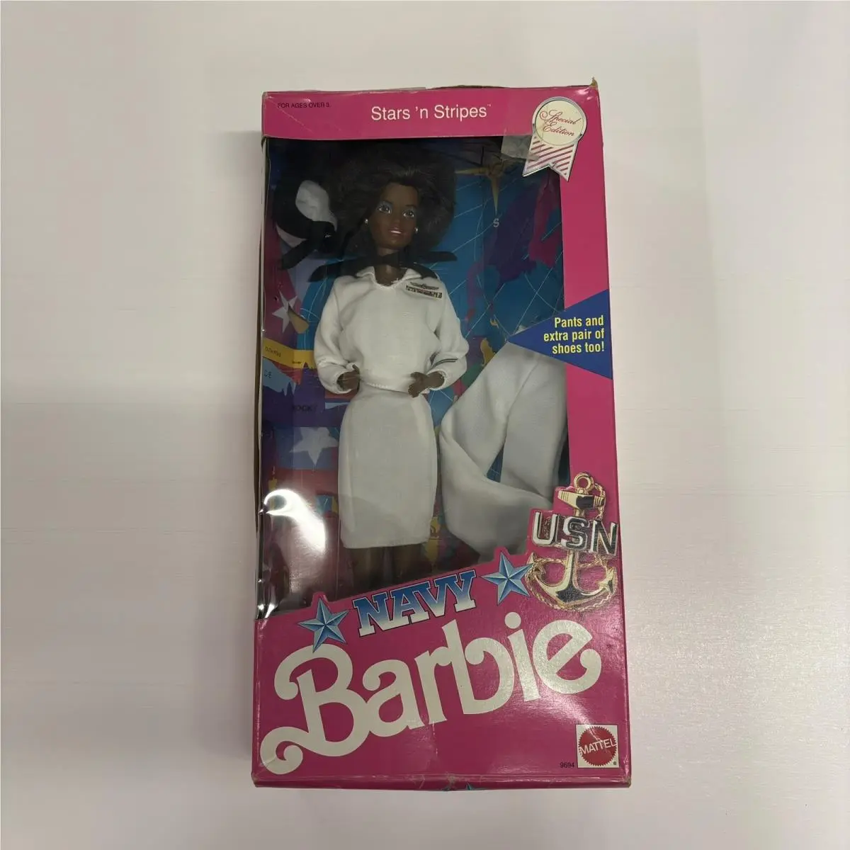 1990 Navy Barbie Doll Stars N Stripes Black African American Mib Mattel 9694