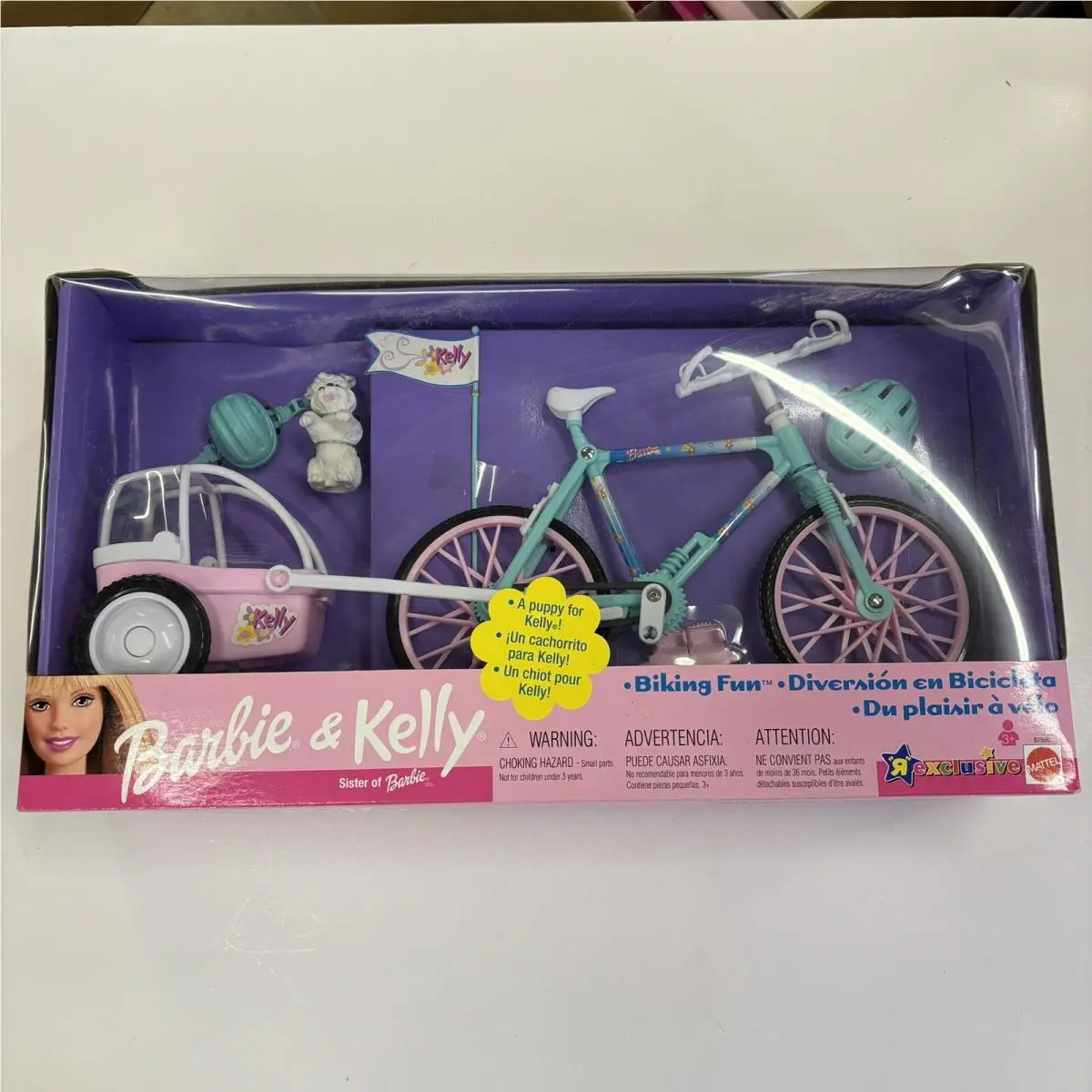 Vintage Mattel 2002 Barbie and Kelly Biking Fun Play Set
