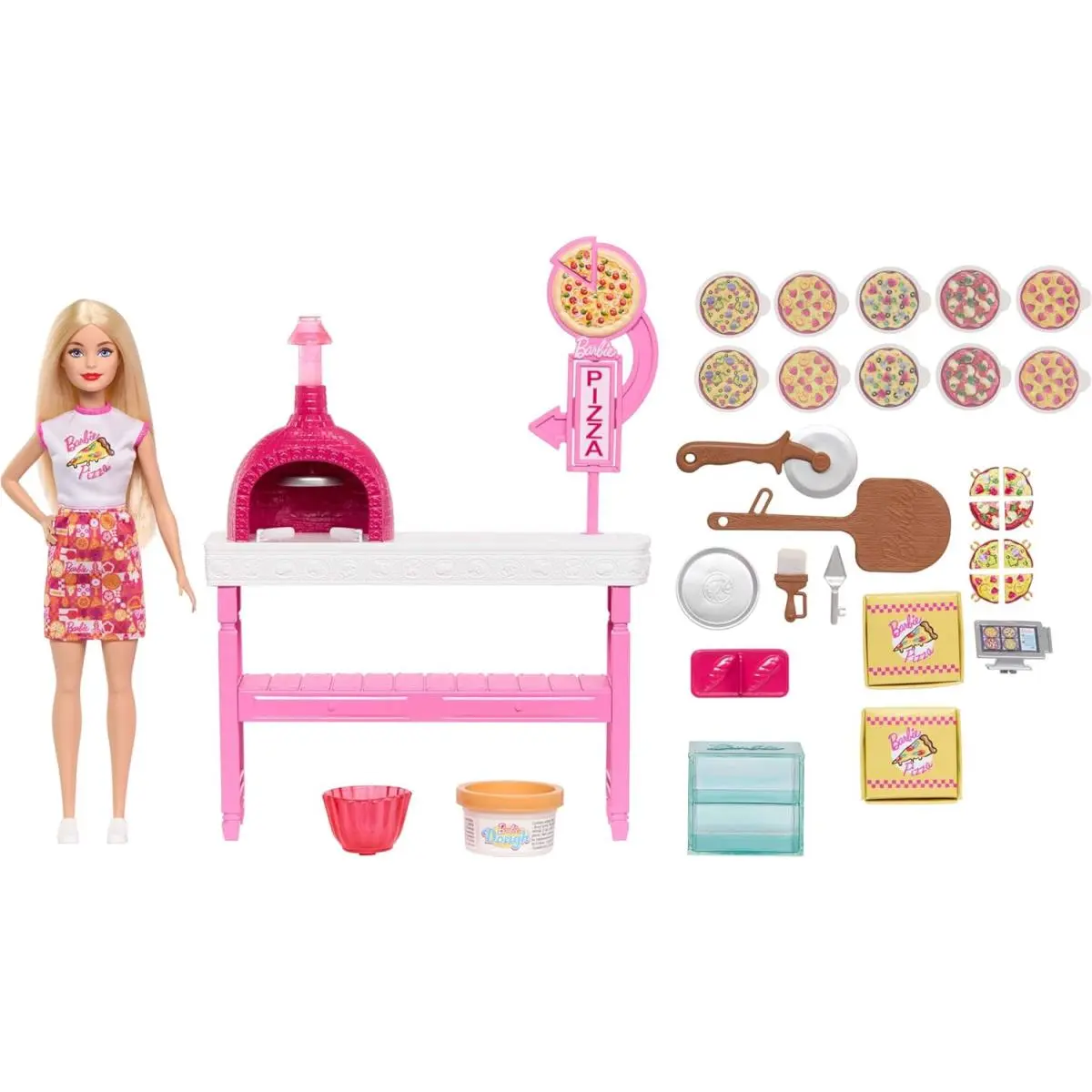 Barbie Pizza Shop Playset Station with Blonde Doll Includes 25 Accessories
