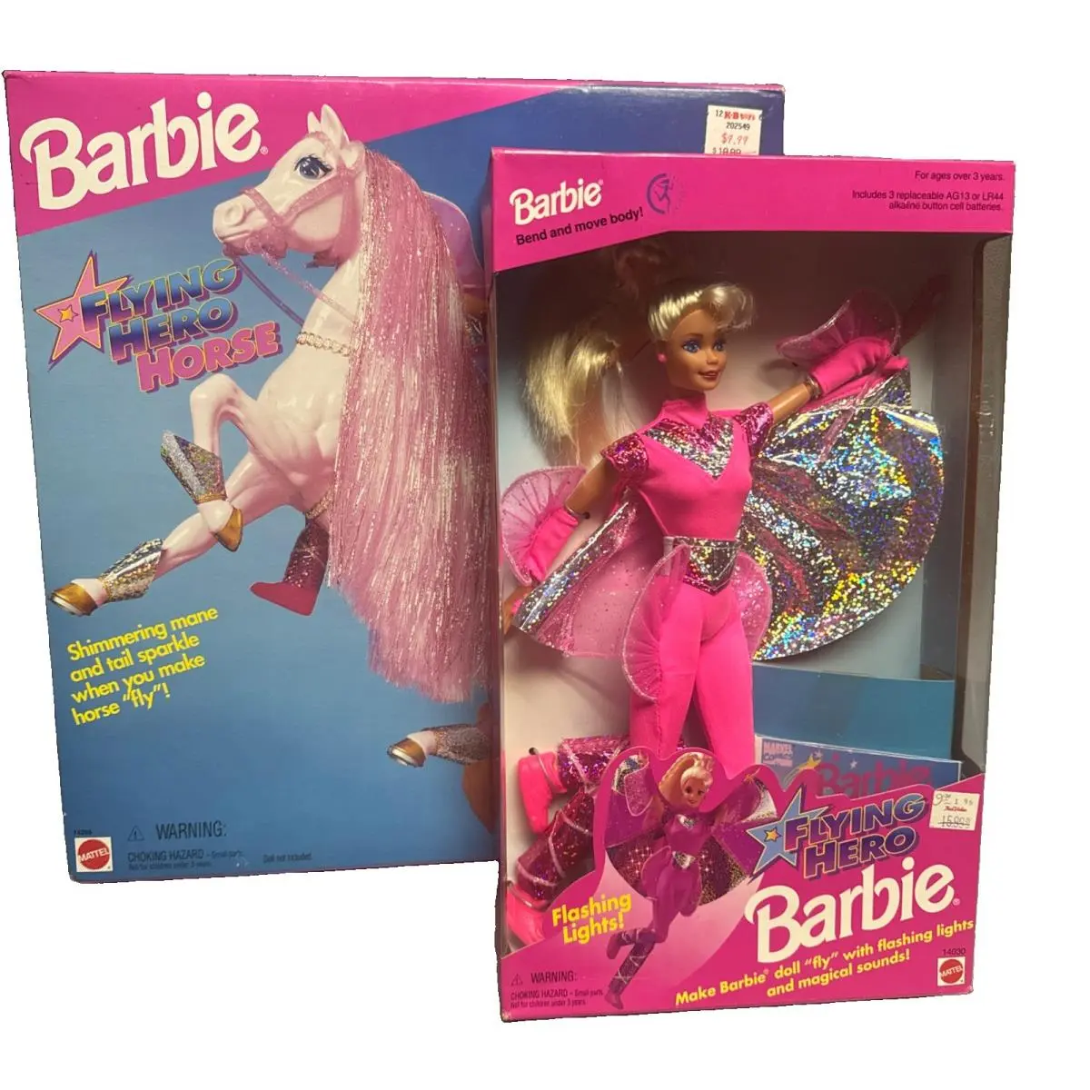 Vtg Barbie Flying Hero Horse 14265 and Doll 14030 Nrfb 1995 Mattel