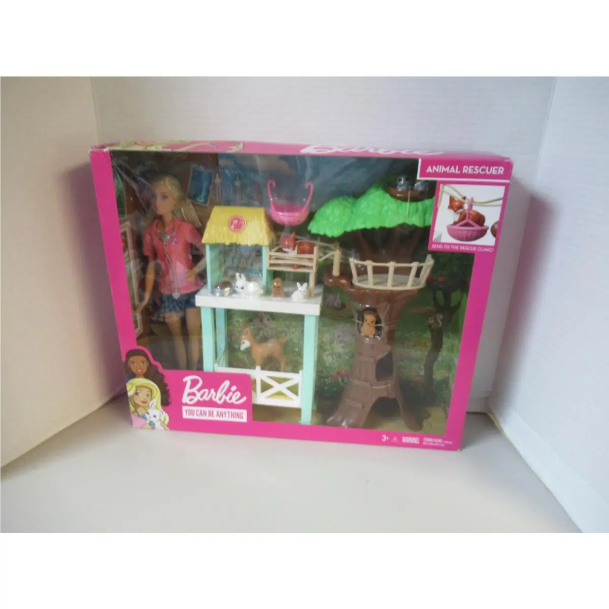Vtg 2018 Barbie You Can Be Anything Animal Rescuer Doll Deer Bunny Fox