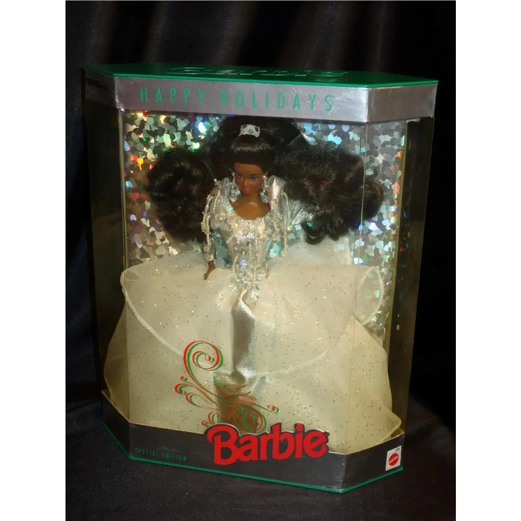 Barbie 1992 Happy Holidays Doll Christie African American White Gown 2396 Nrfb