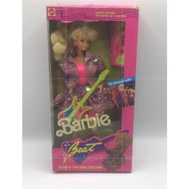 Vintage 1989 Barbie and The Beat 90s Rock Band Gitd Glow Costume Cassette Nrfb