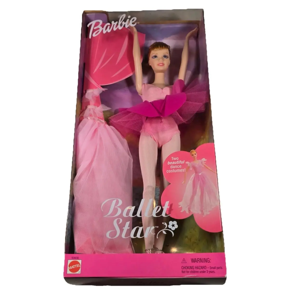 2001 Mattel Ballet Star Barbie Doll with 2 Dance Costumes 53930 Nrfb