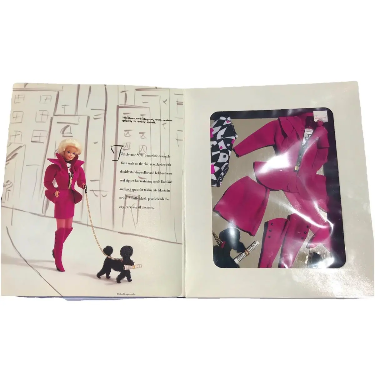 Vtg 90s Barbie Fifth Avenue Fashion Collection Mattel 1618 Pink Clothes Set Posh