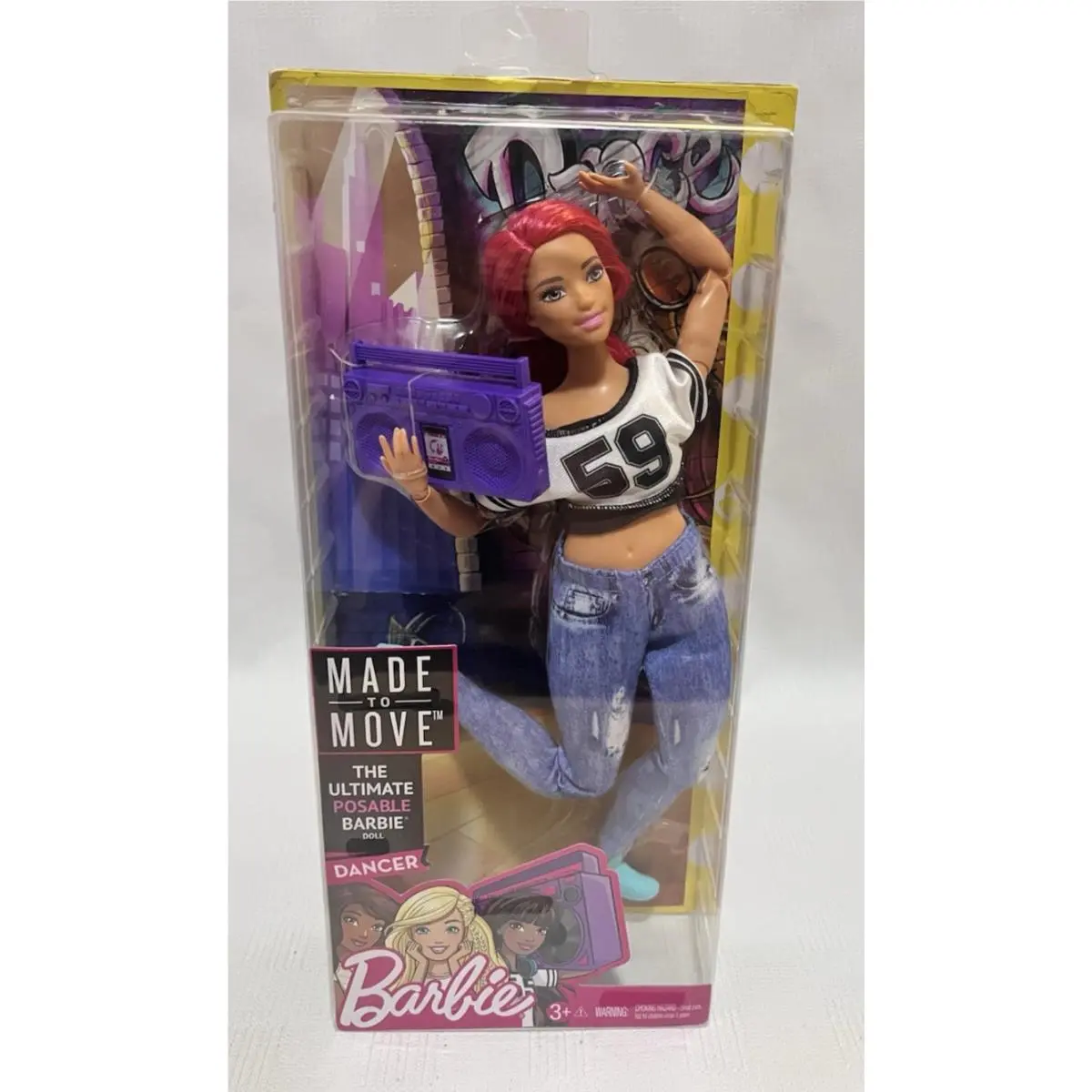 Mattel Barbie Curvy Made To Move Dancer Doll w/ Hot Pink Hair