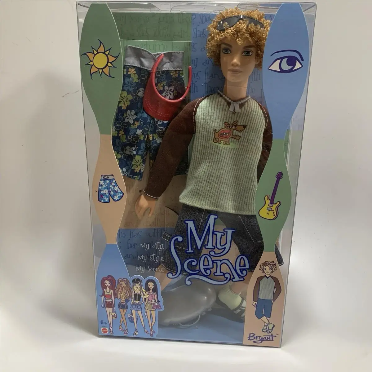 My Scene Male Barbie Doll Bryant with Boom Box Visor Beach Shorts