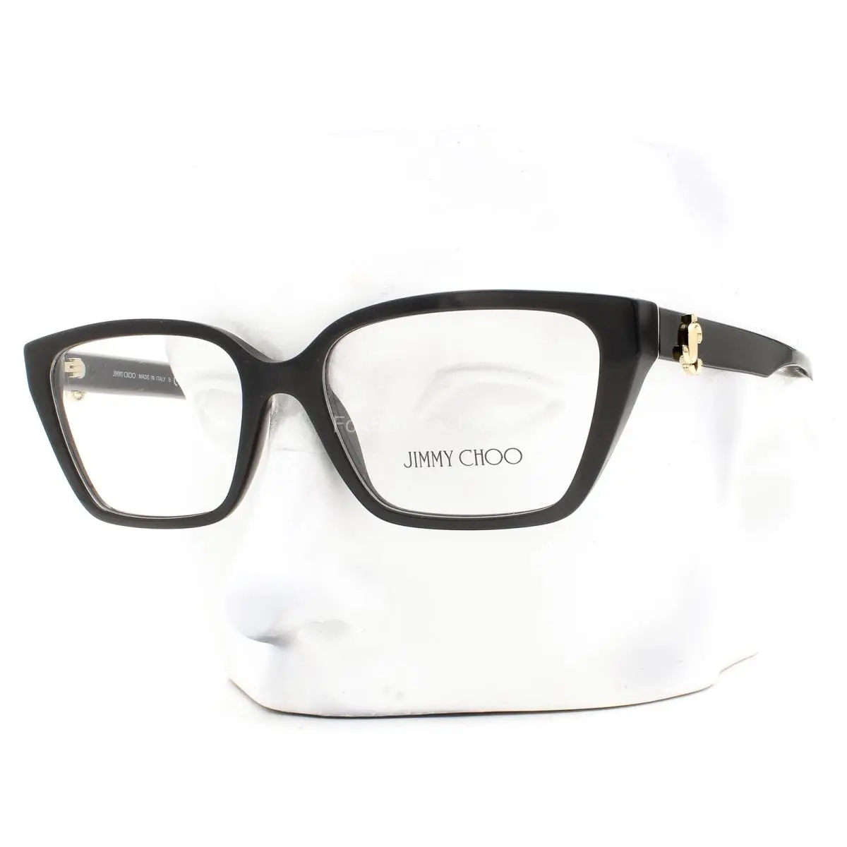 Eyeglasses JC 3008 5000 Glasses Glossy Black Gold Logo 53mm with Case by Jimmy Choo