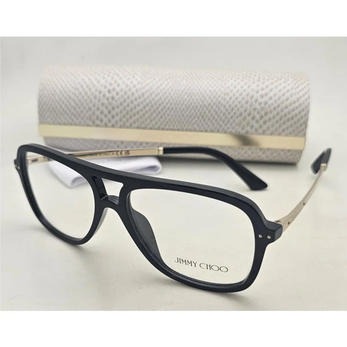Aviator Eyeglasses JC 3052U 5000 53-15 140 Black Gold Frames by Jimmy Choo