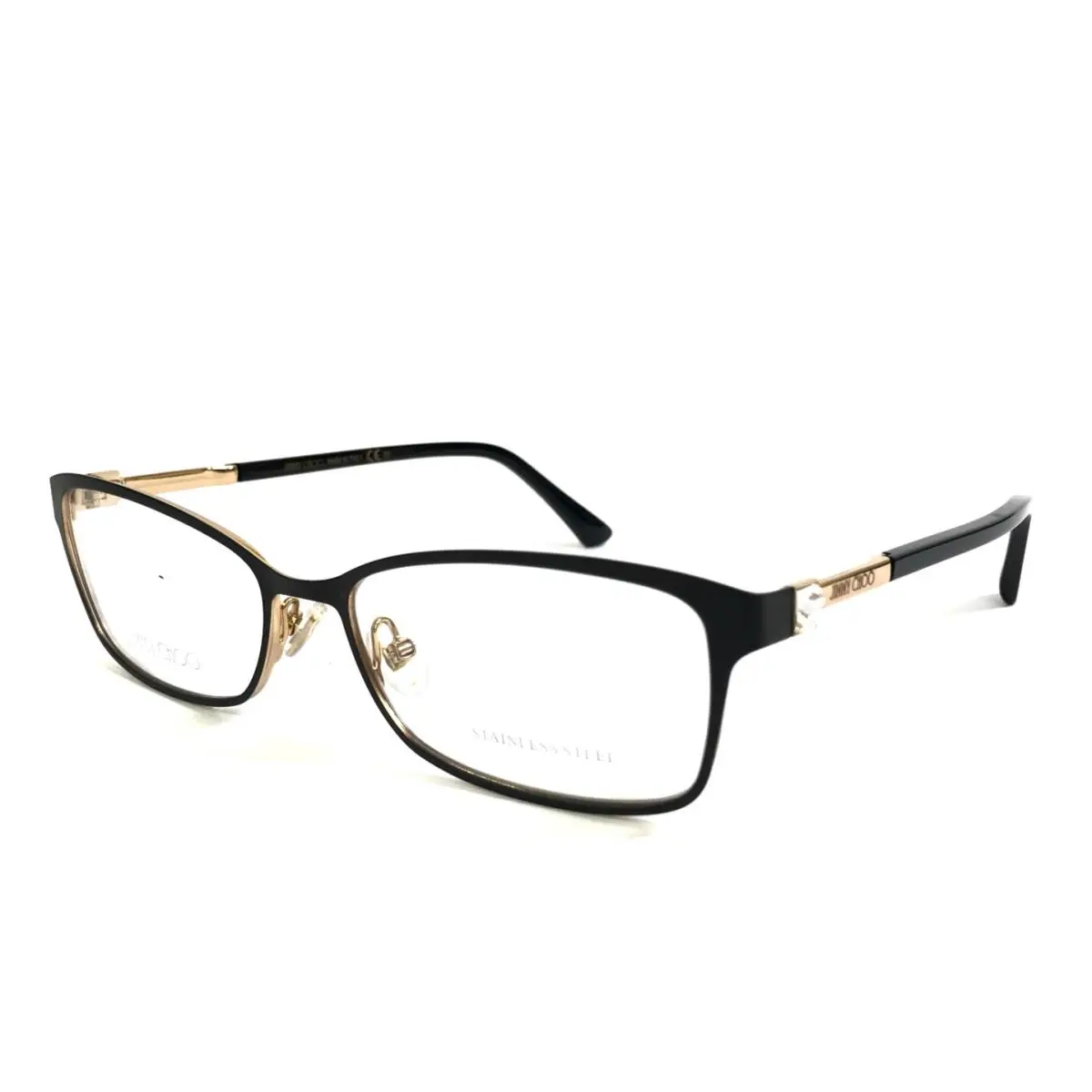 Eyeglasses Frames JC288 807 Matte Black Shiny Gold Crystals 54-16-140 by Jimmy Choo