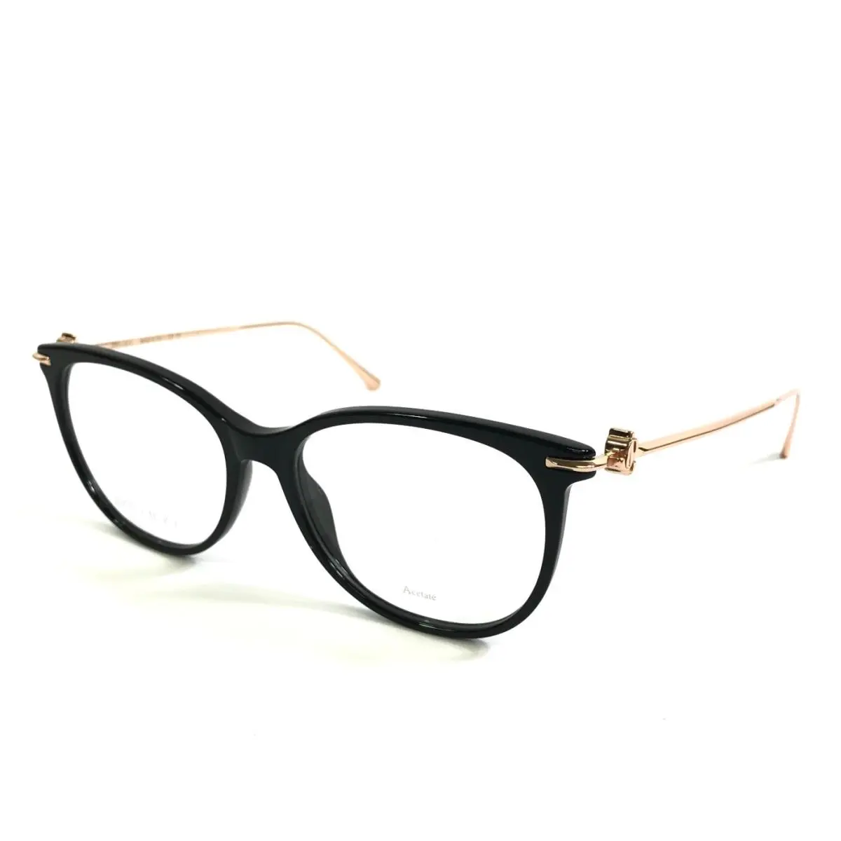 Eyeglasses Frames JC283 807 Shiny Black Rose Gold Cat Eye 54-17-140 by Jimmy Choo