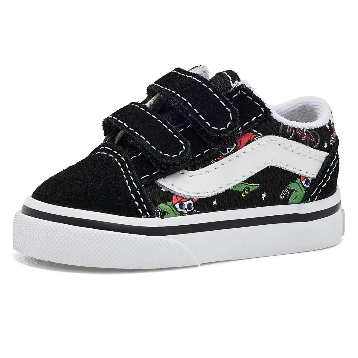 Children Unisex Shoes  Kids Old Skool V Infant/toddler Glow Bones Black/True White by Vans