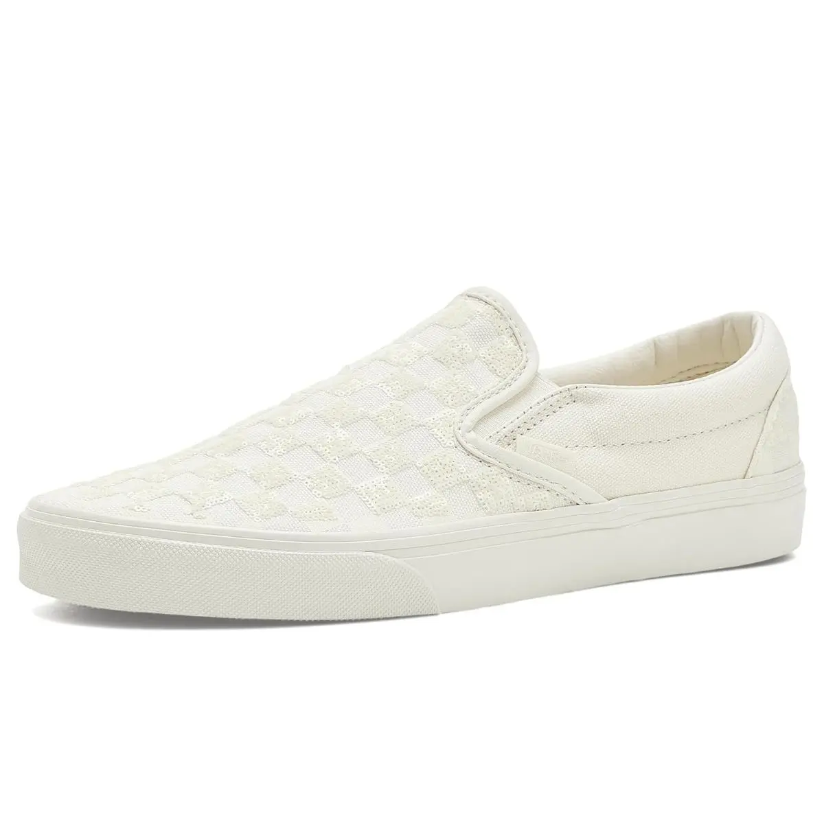Unisex Sneakers Athletic Shoes  Classic Slip-on Beaded White Checkerboard by Vans