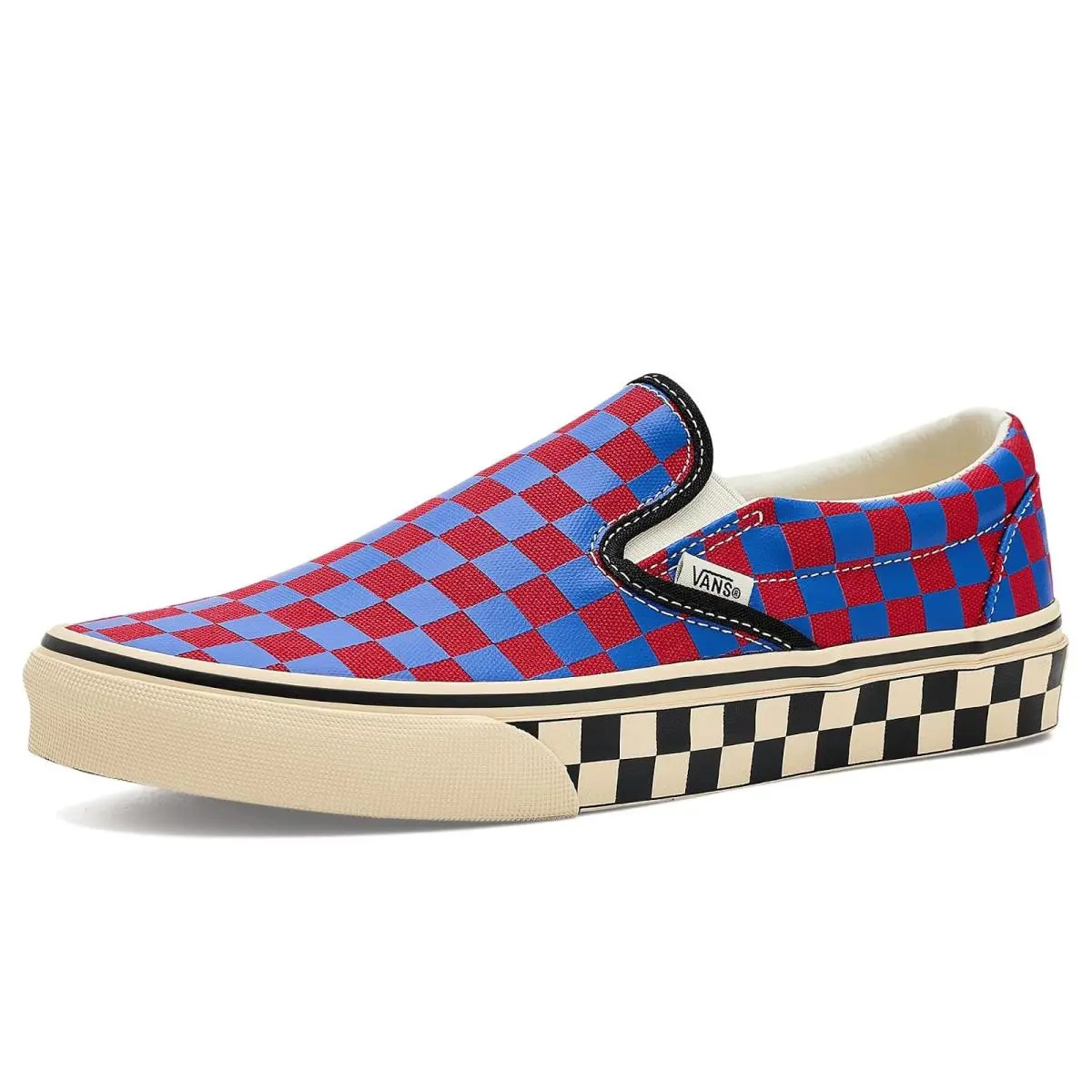 Unisex Sneakers Athletic Shoes  Classic Slip-on Checkerboard Red/Blue by Vans