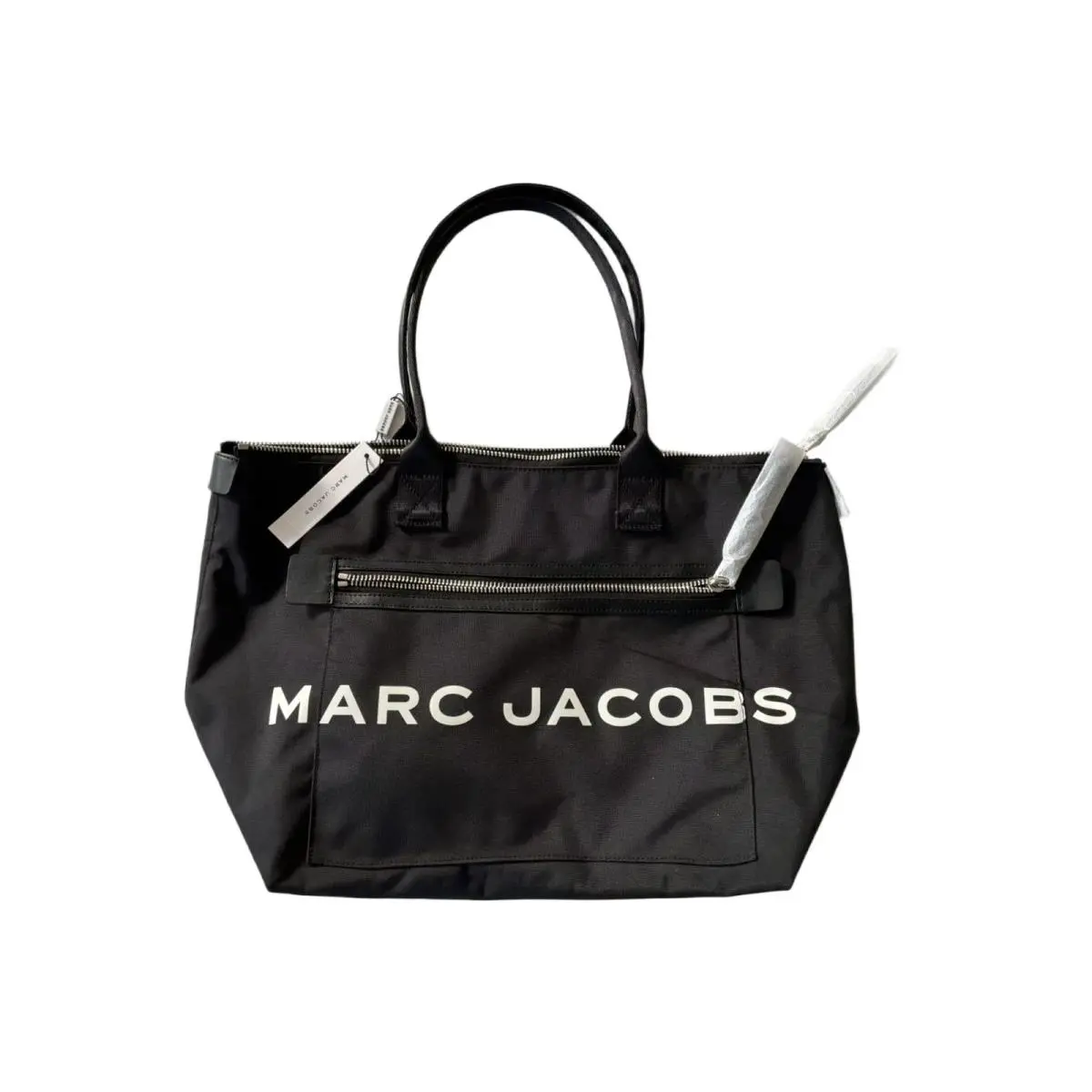 Large Nylon Logo Tote Bag Black Zip Top Shoulder Handbag by Marc Jacobs