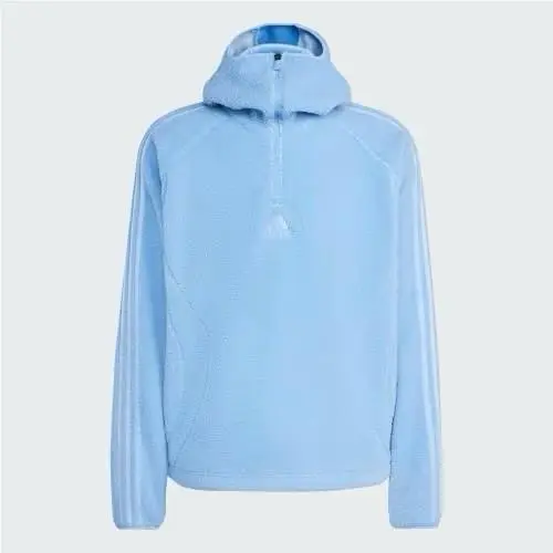 Borg Hoodie Mens 3XL Sherpa Fleece Teamgeist 1/4 Zip Ash Blue KR5169 by Adidas