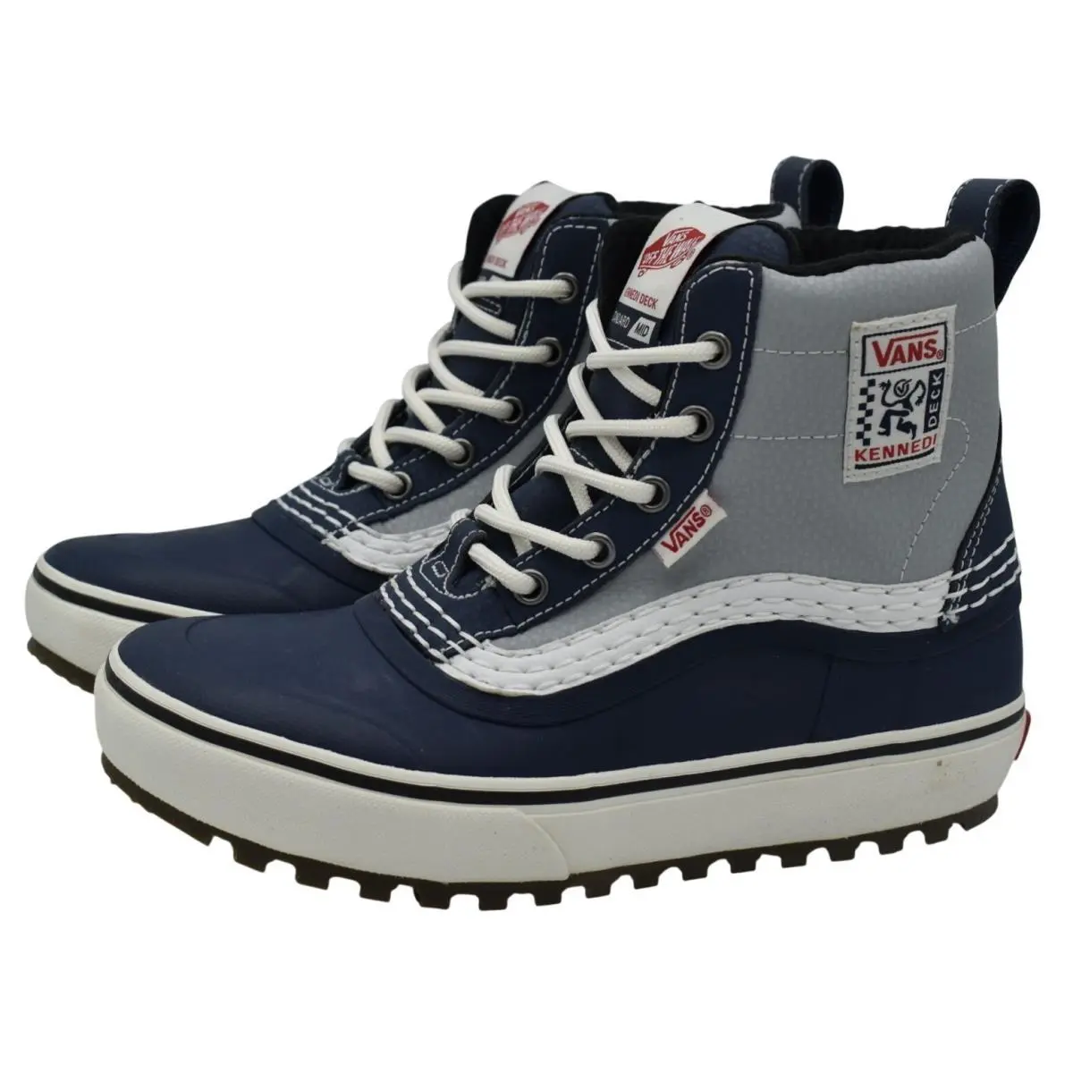 Women 7 Standard Mid Mte Kennedi Deck Navy White Snow Boots Booties Shoes by Vans