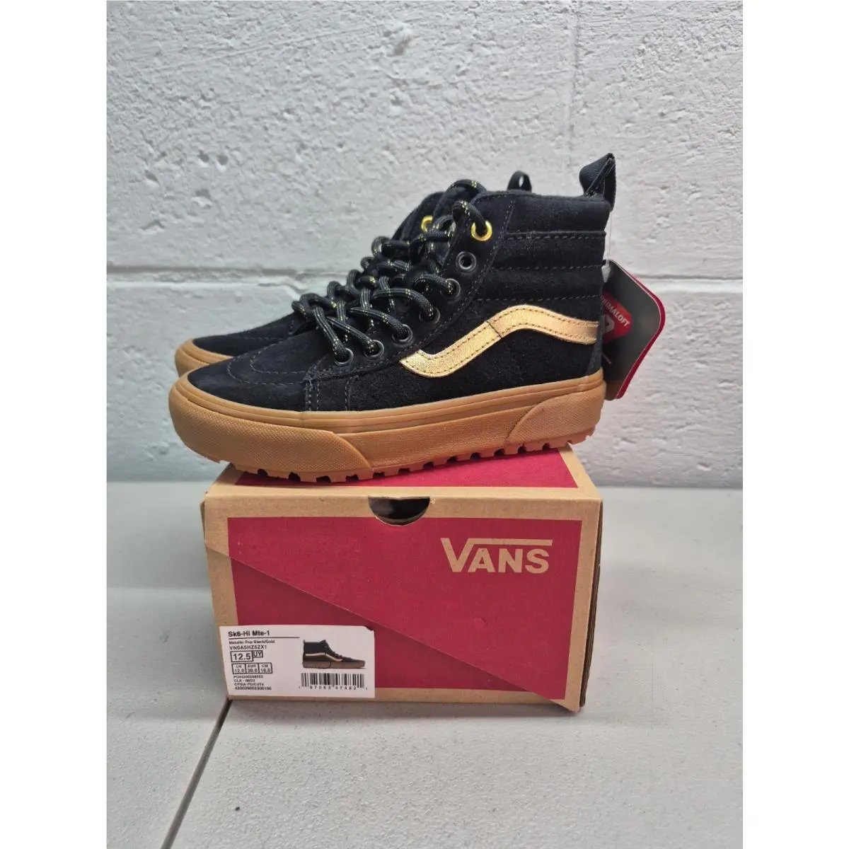 Sk8-Hi MTE-1 Youth Size 12.5 Metallic Pop Black Gold Gum VN0A5HZSZX1 by Vans