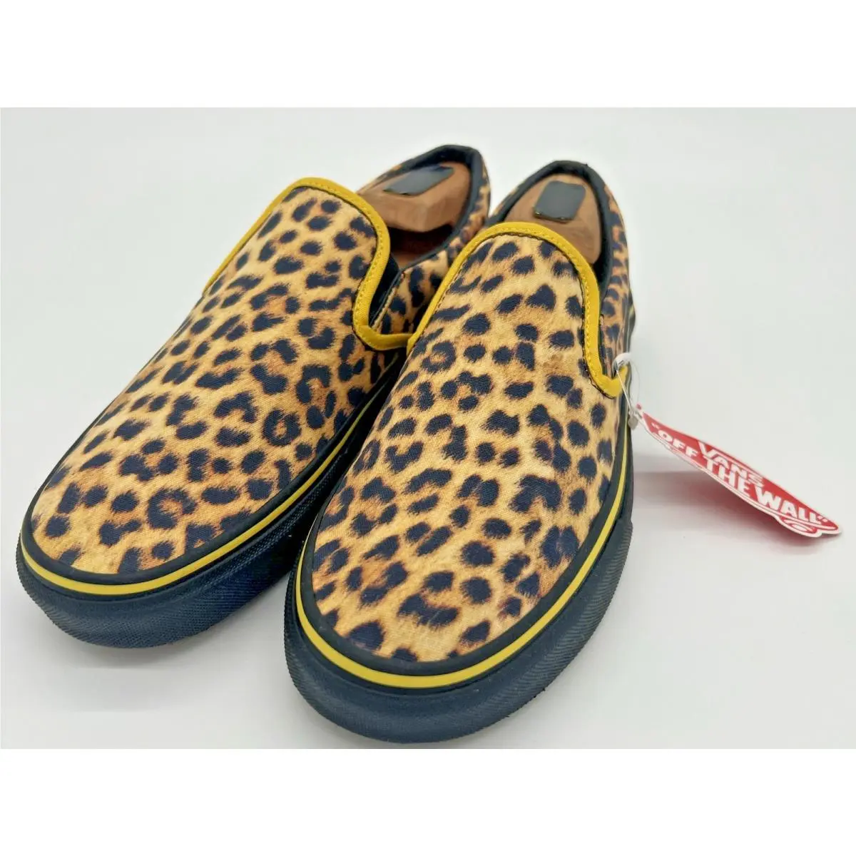 Classic Slip-on Leopard Print Canvas Sneaker Black/gold Custom by Vans