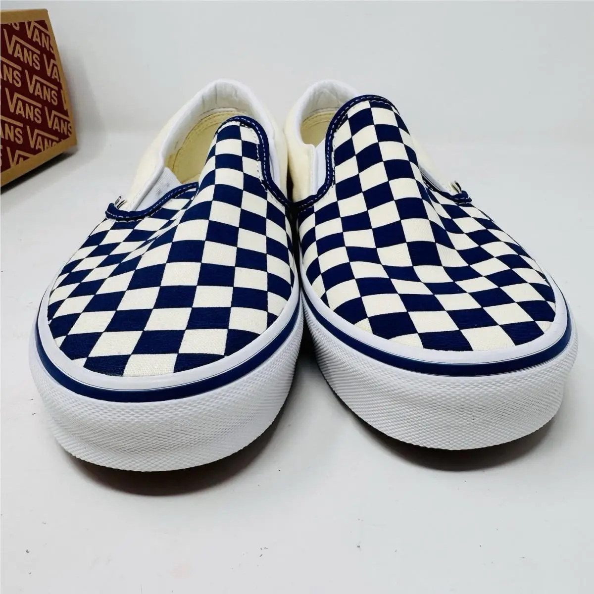 Checkerboard Slip On Classic Shoes Blue / White US M9 W10.5 VN000EACAMQ by Vans