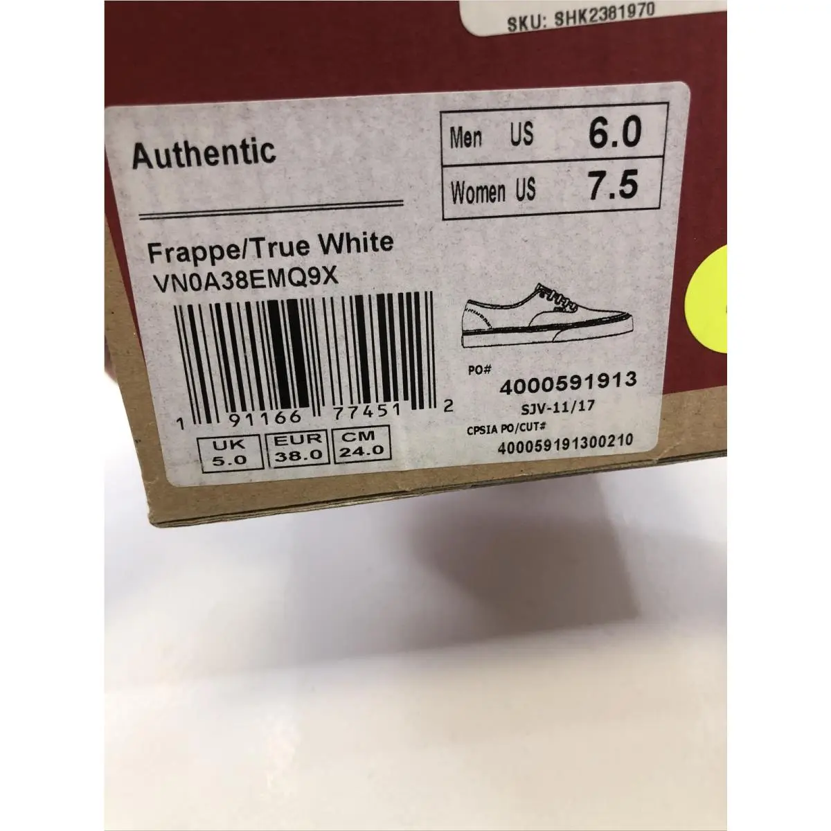 Vans shoes - VANS Off The Wall - Off The Wall - VN0A38EMQ9X - Frappe/ True White, Manufacturer: Frappe/ True White (UPC: 0191166774512) 5