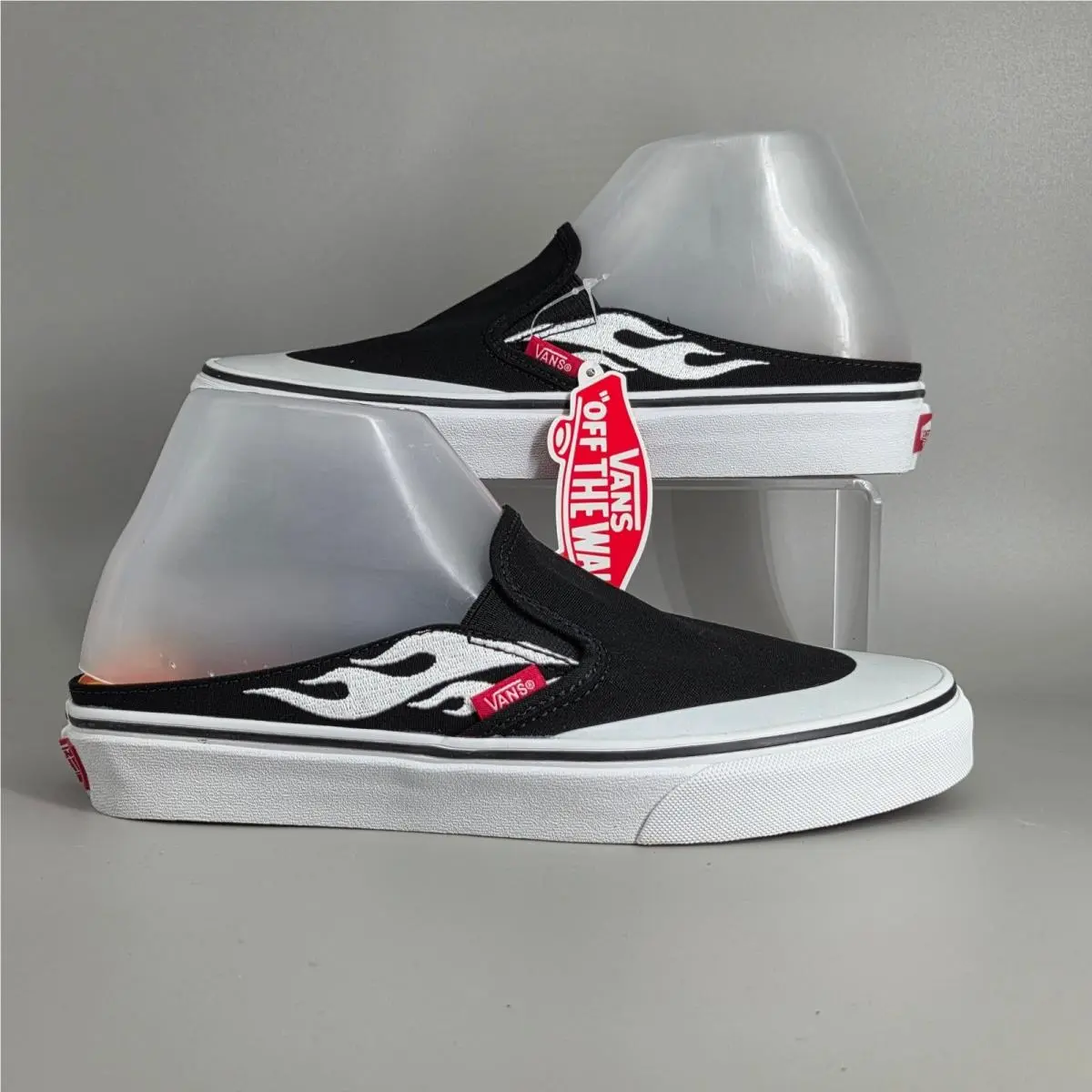 Mens Size 7 Asap Worldwide Slip On Mule Black White Flame Streetwear Skate by Vans
