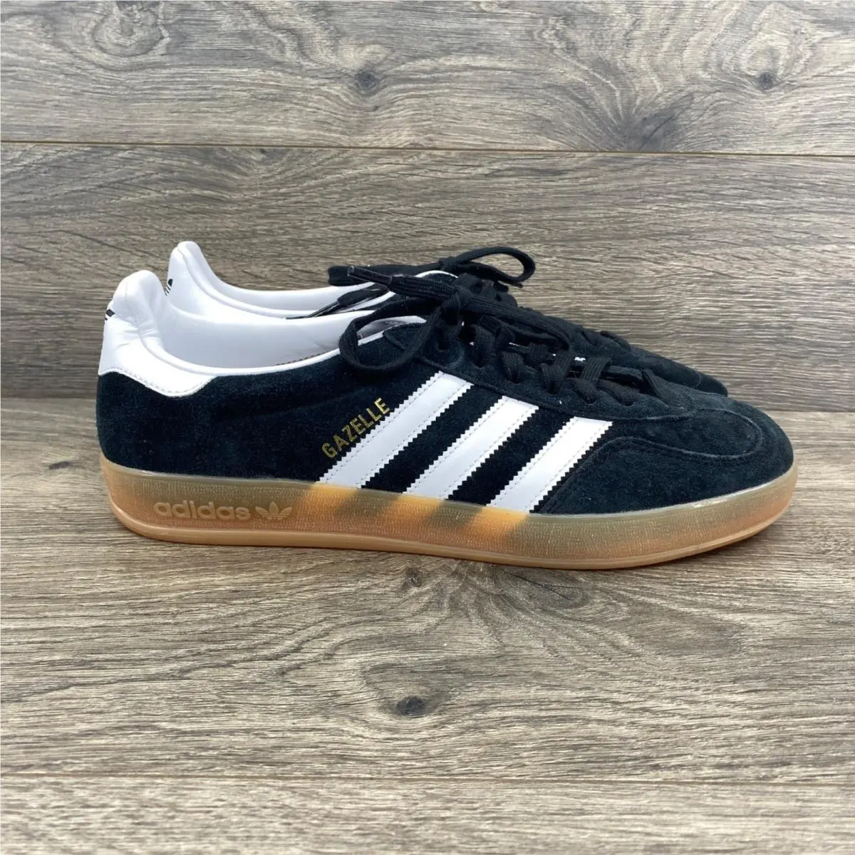 Adidas Gazelle Indoor Sneakers Mens 9.5 Black White Gum Suede JI2060 Retro