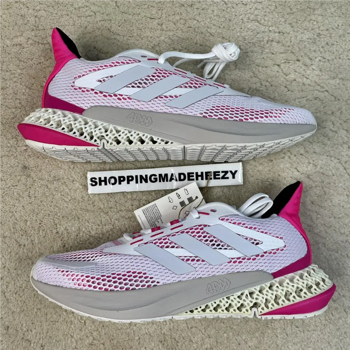 Wm 11.5  4DFWD Pulse 2021 Primeknit Running Shoes Cloud White Pink by Adidas