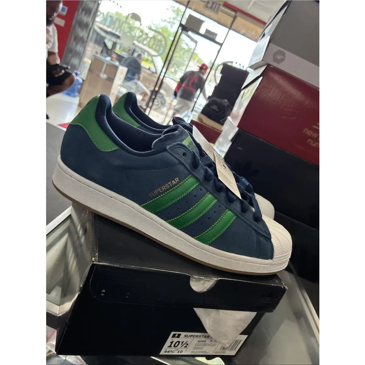 Adidas Superstar Mens Blue Sneakers Athletic Shoes JQ2098 Sz 10.5