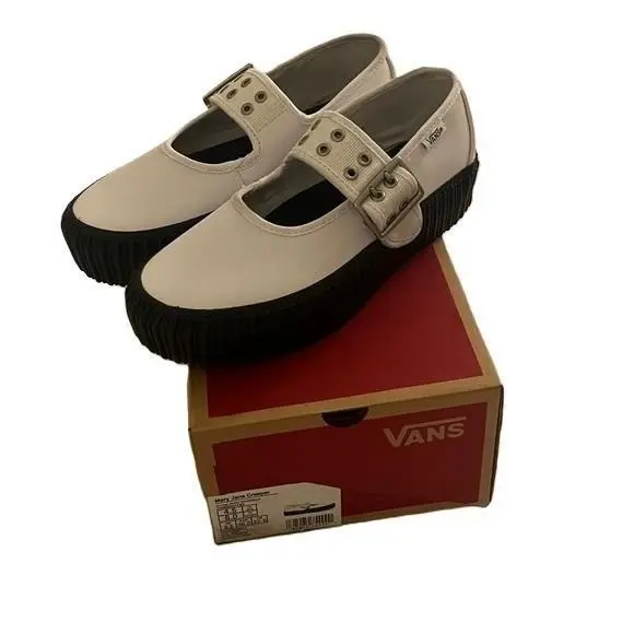 Mary Jane Creeper Women Size 6 Grunge Ballet White Black by Vans