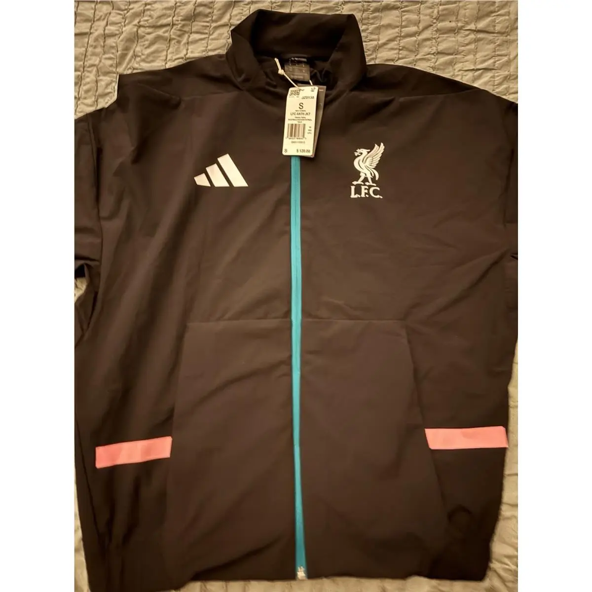 Liverpool Anthem Track Jacket JZ0138 Men`s L Black Teal Pink White Size S by Adidas