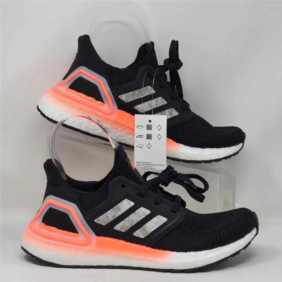 Adidas Ultraboost 20 Core Black Coral Running Shoes Mens Size 4 EG0756