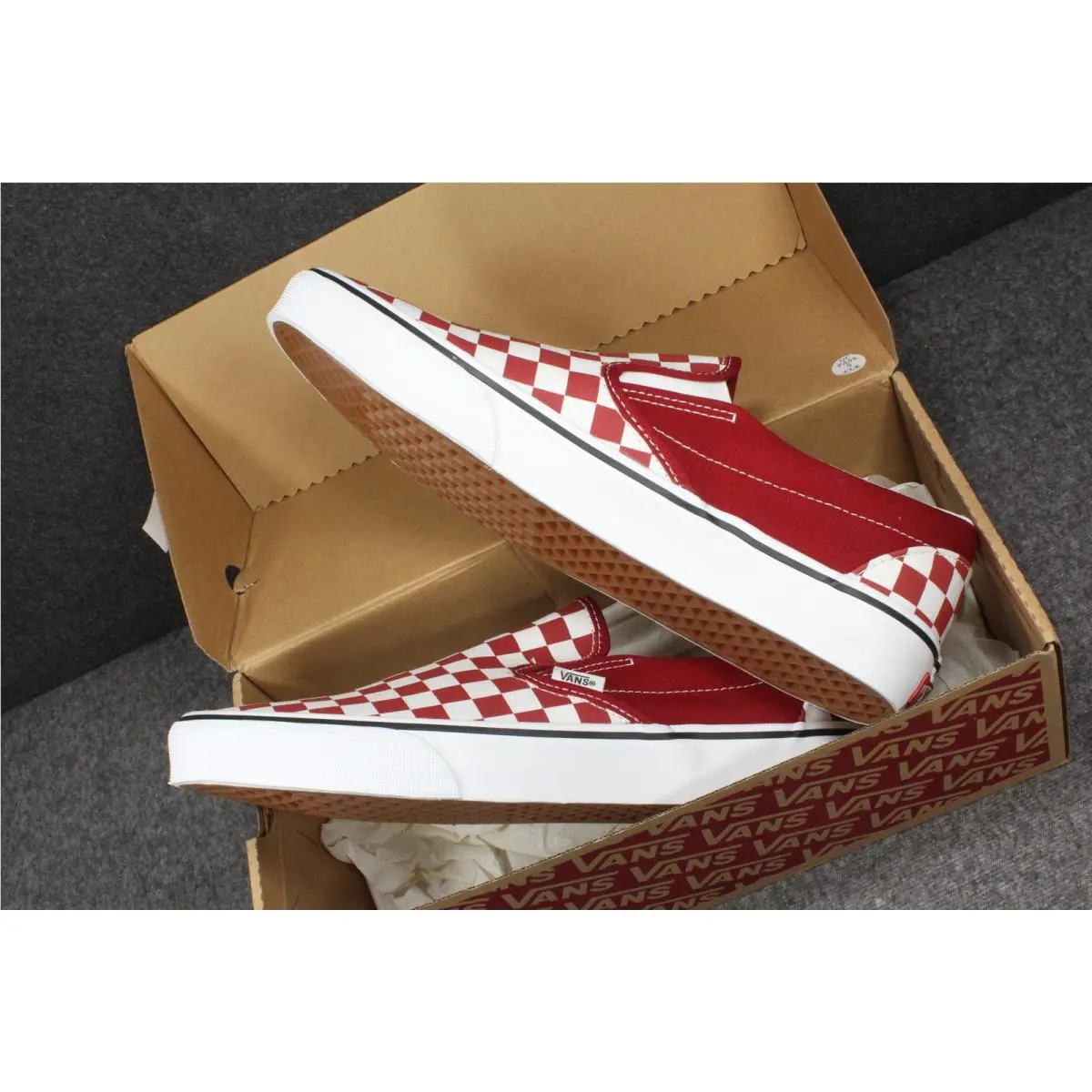 Classic Slip On Checkerboard Chilli Pepper Red Shoes Mens11.5 Womens 13 by Vans