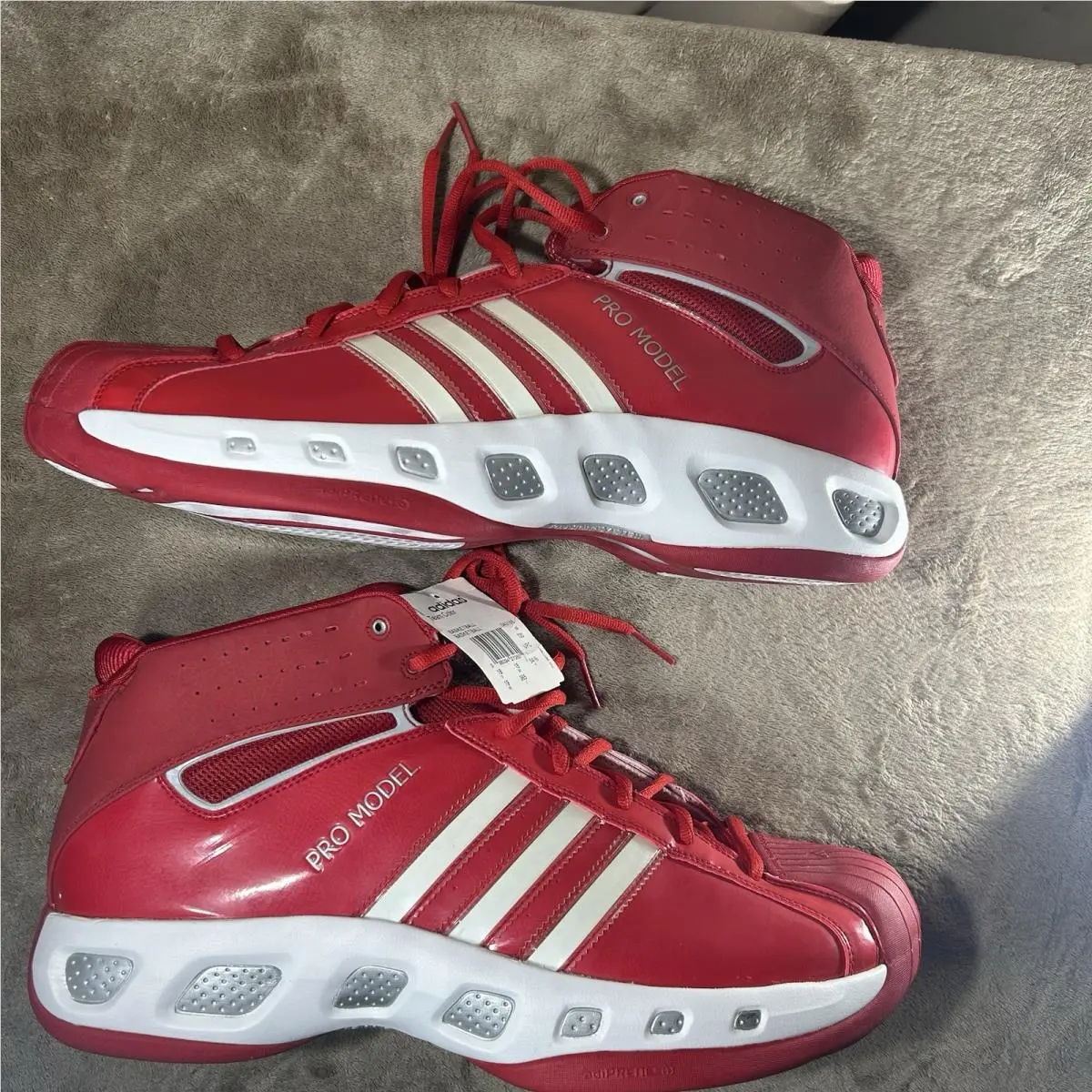 Vintage  Pro Model Team Color Red White Basketball Shoes Size 19 by Adidas