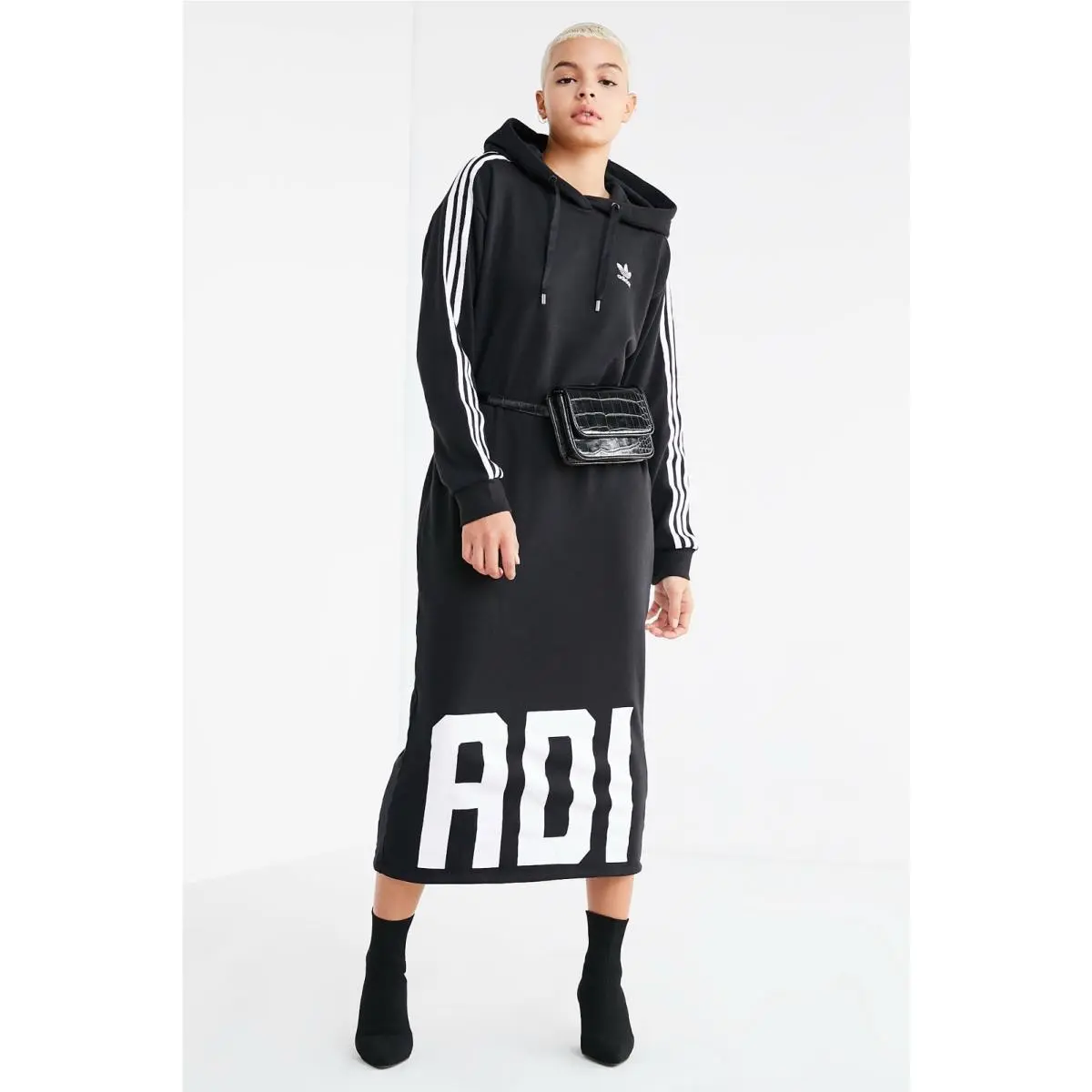 Adidas Originals Bold Age Hoodie Sweatshirt Midi Dress XS