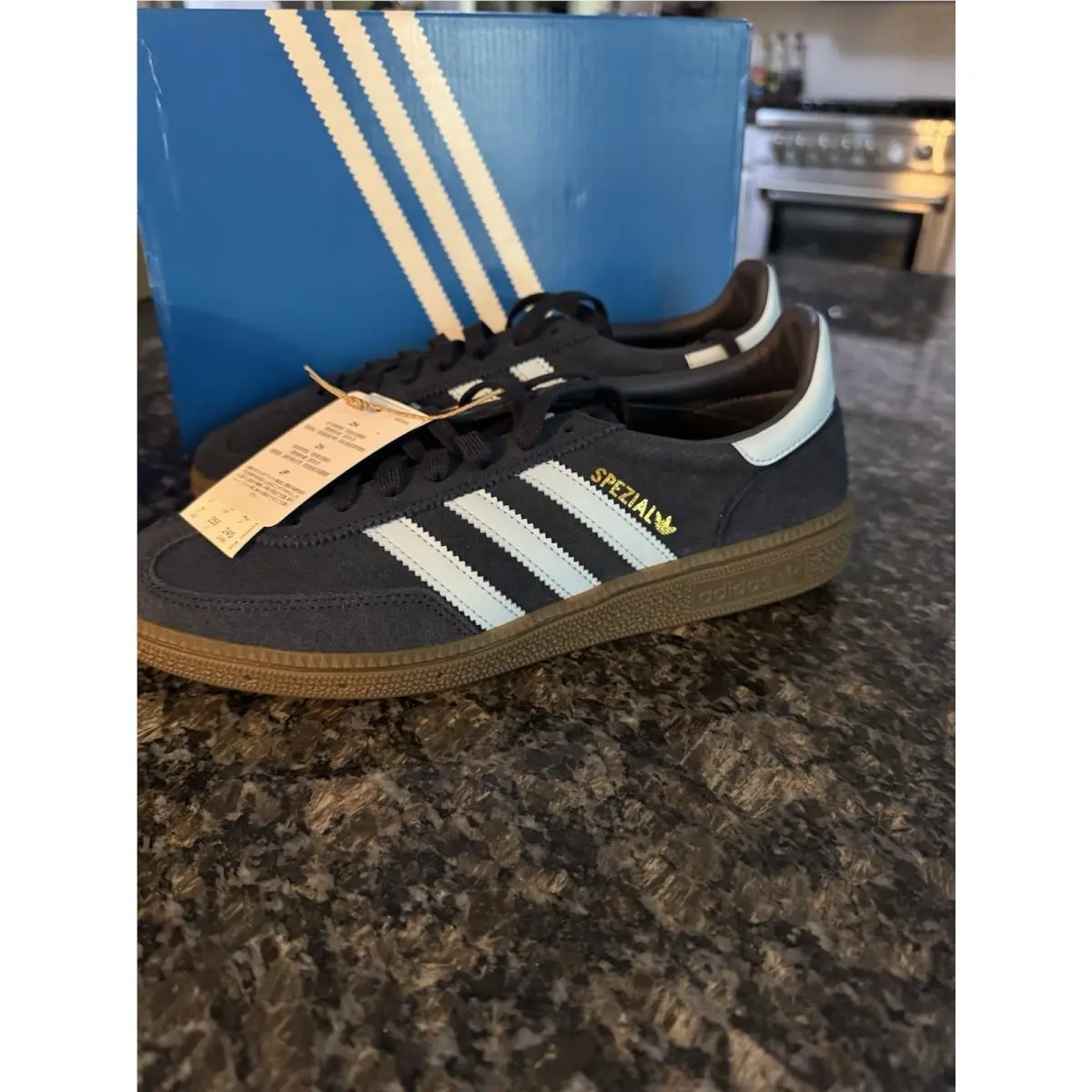 Handball Spezial J Collegiate Navy Clear Sky IH8011 Shoes Sneaker Sz 7 by Adidas